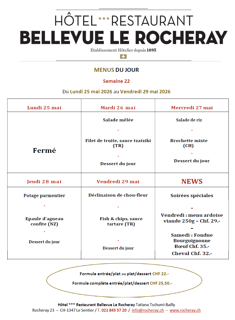 Menus du jour