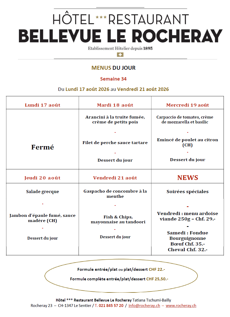 Menus du jour