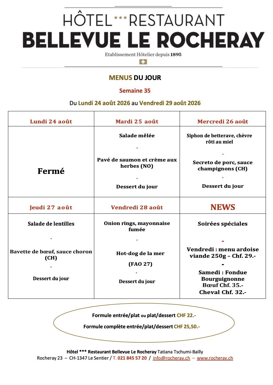 Menus du jour
