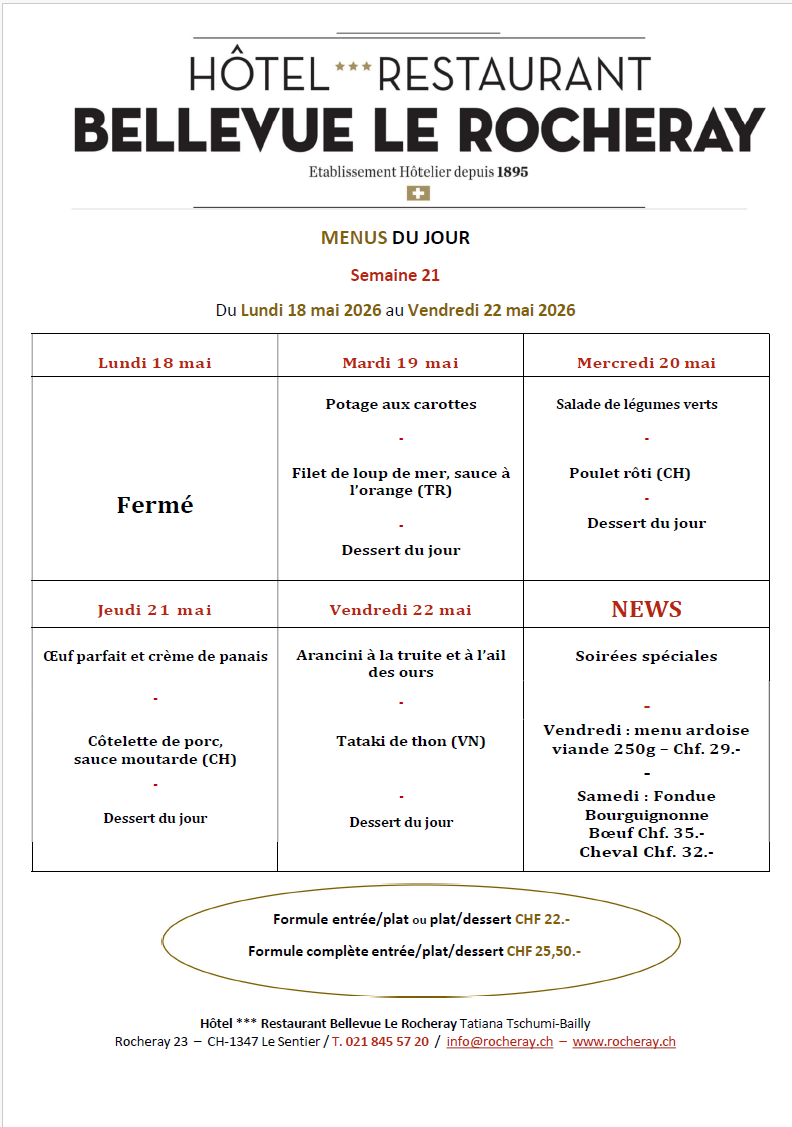 Menus du jour