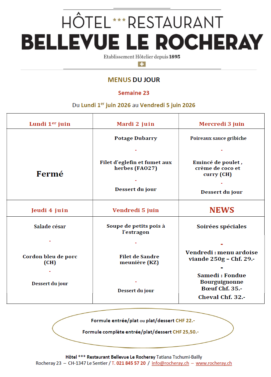 Menus du jour
