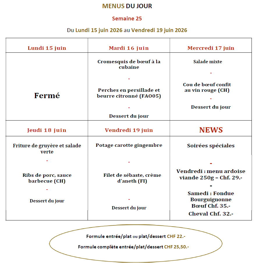 Menus du jour