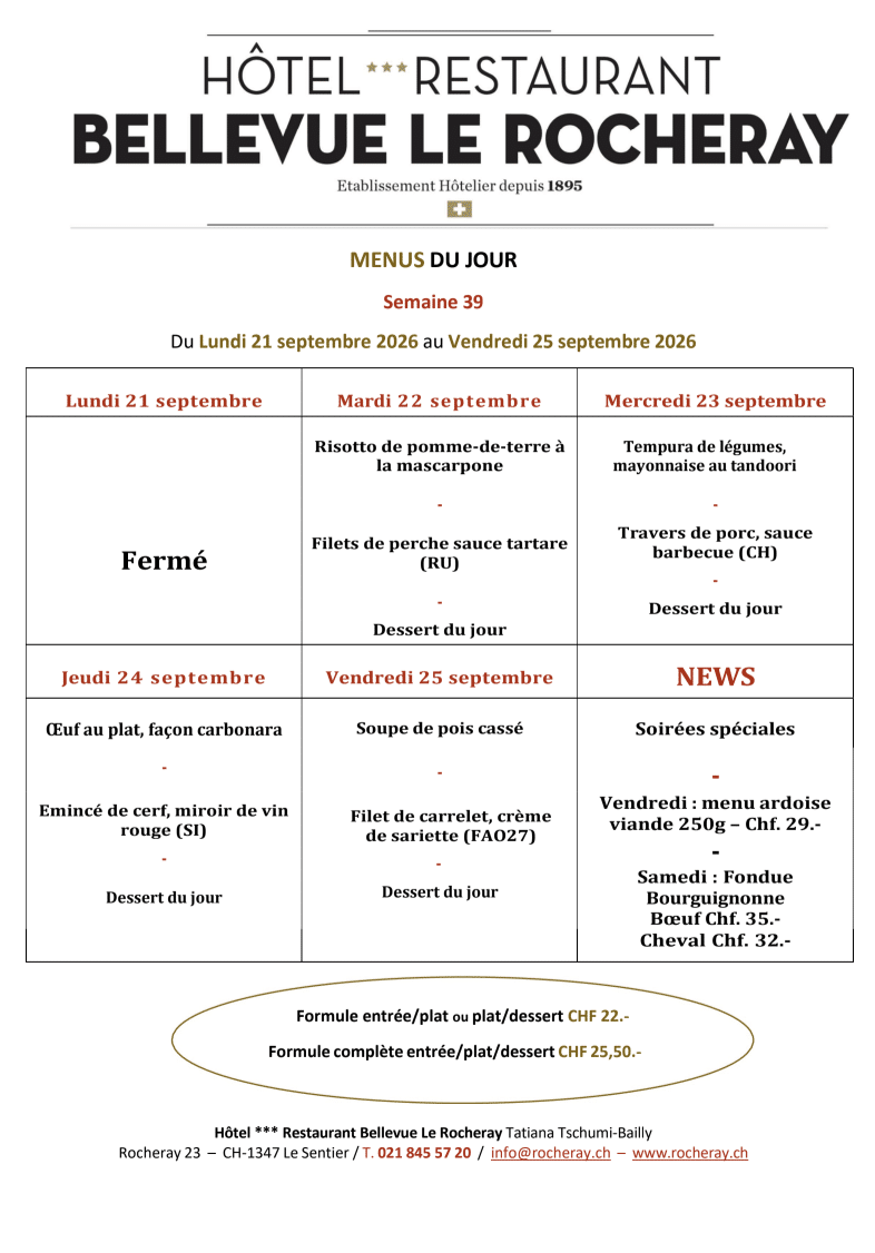 Menus du jour