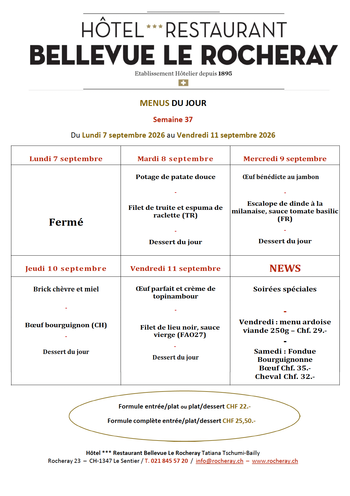 Menus du jour