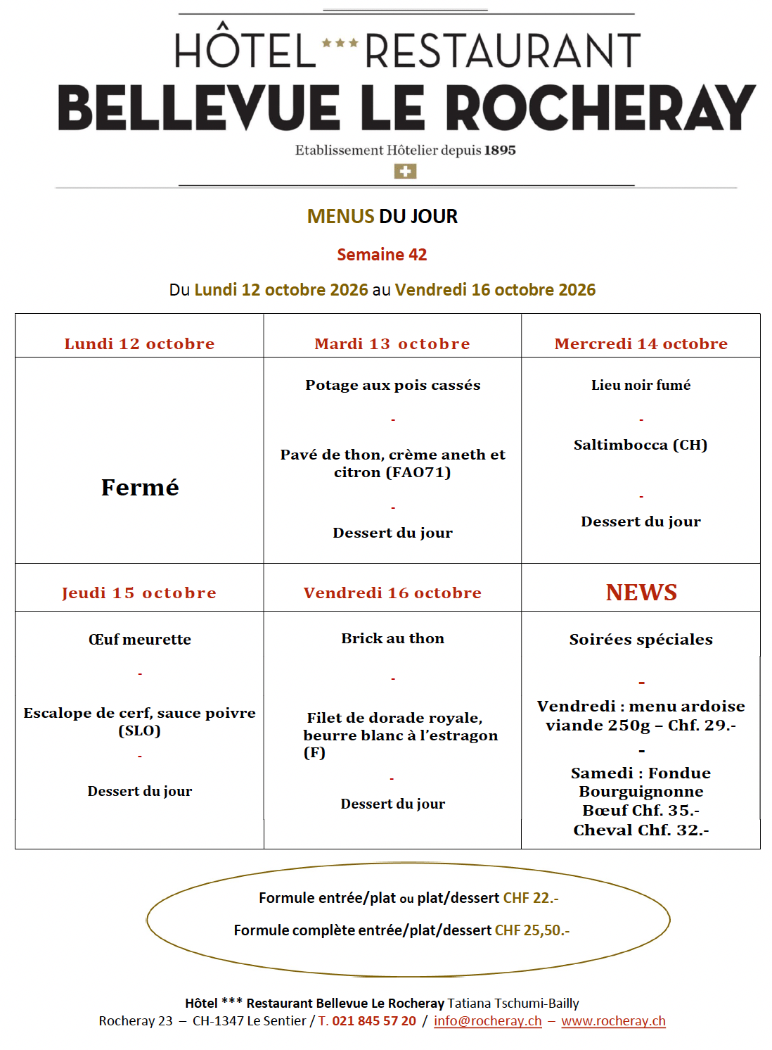 Menus du jour